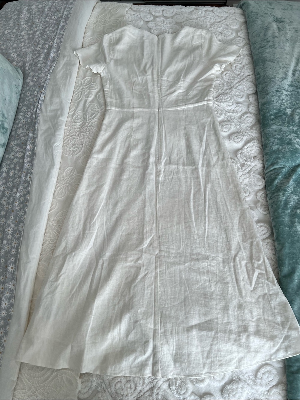 Madewell White Linen Blend Button Wrap Midi Dress - Picture 3 of 8